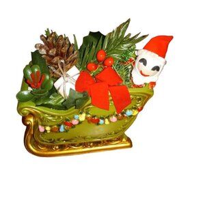 Vintage Napcoware Christmas Sleigh & 2 taper candle holders  X-8382 Japan